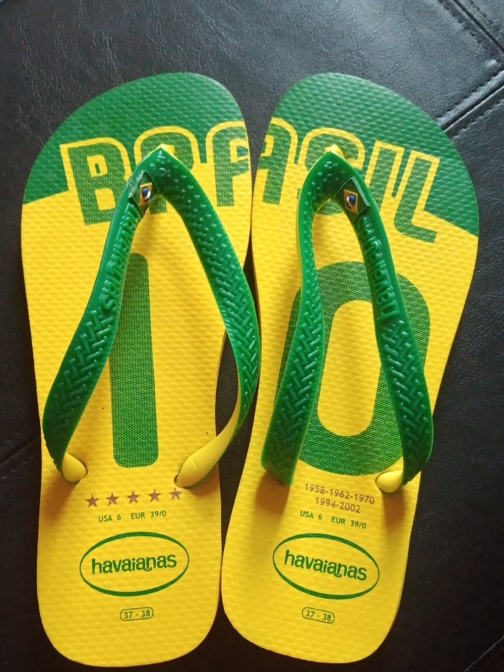 Havaianas Yellow and Green Brazil Flip Flops